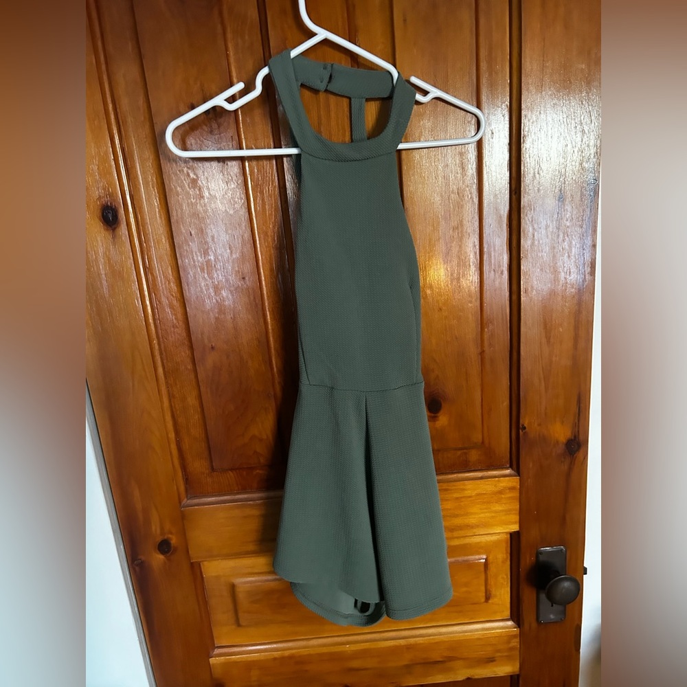 Size small green halter top backless romper